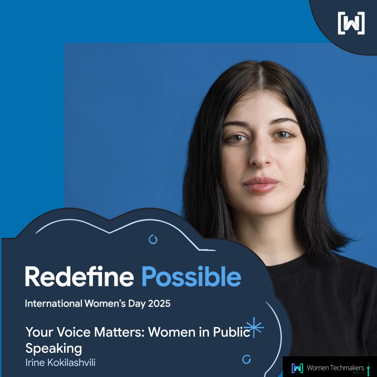 📢Excited to introduce Irine Kokilashvili, a trailblazer in IT and public speaking! 
Join us as she shares her insights on empowering women to step into the spotlight and make their voices heard in tech. 
📌 Attendance is free, registration is important: shorturl.at/tybW3