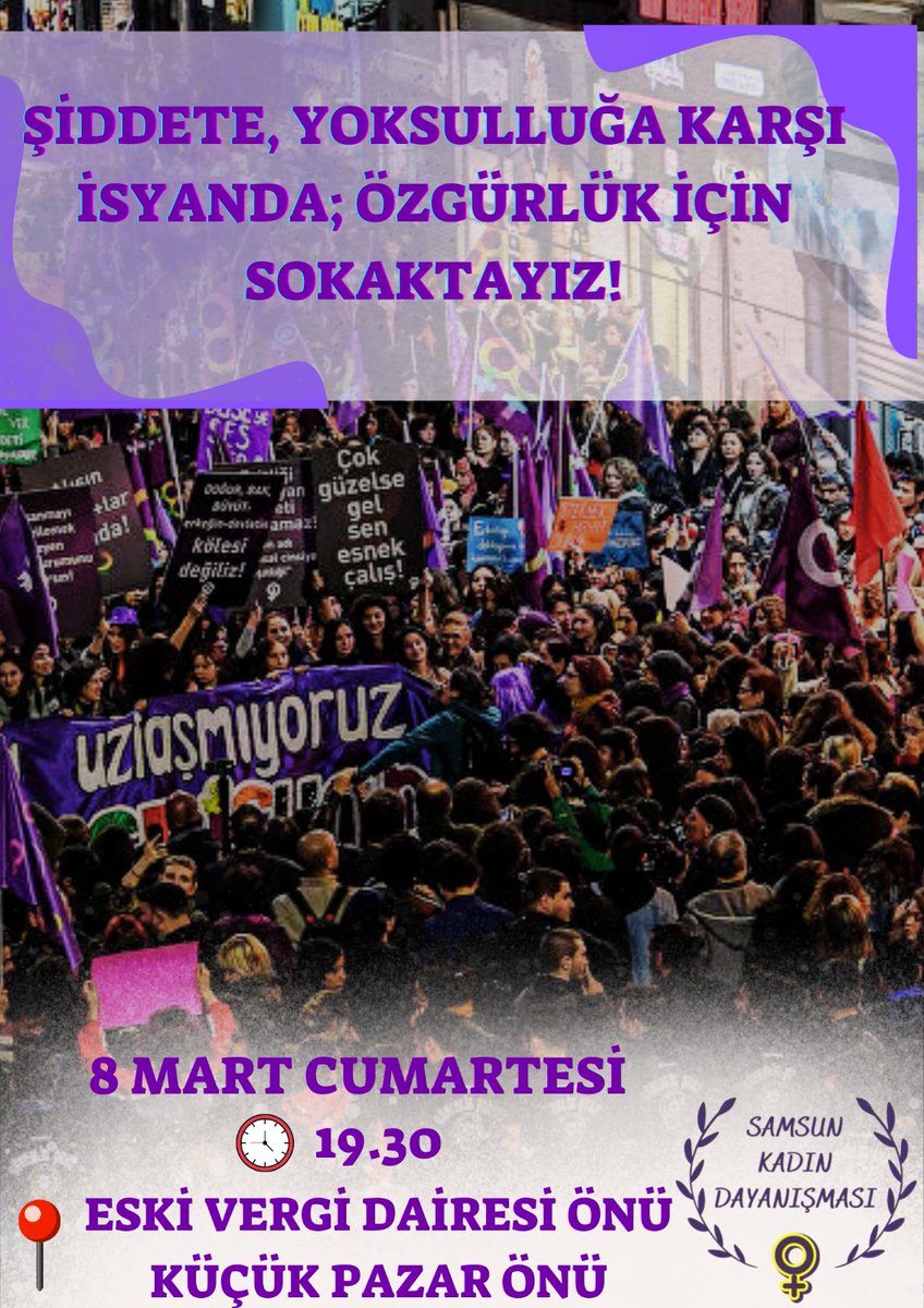 "Aile Yılı" politikaları ile kadınlara ve LGBTİ+lara yönelik nefret söylemi teşvik ediliyor. Erkek devlet şiddetine karşı sokaktayız. Bu dayatmaları kabul etmiyoruz!
#8mart
#samsun