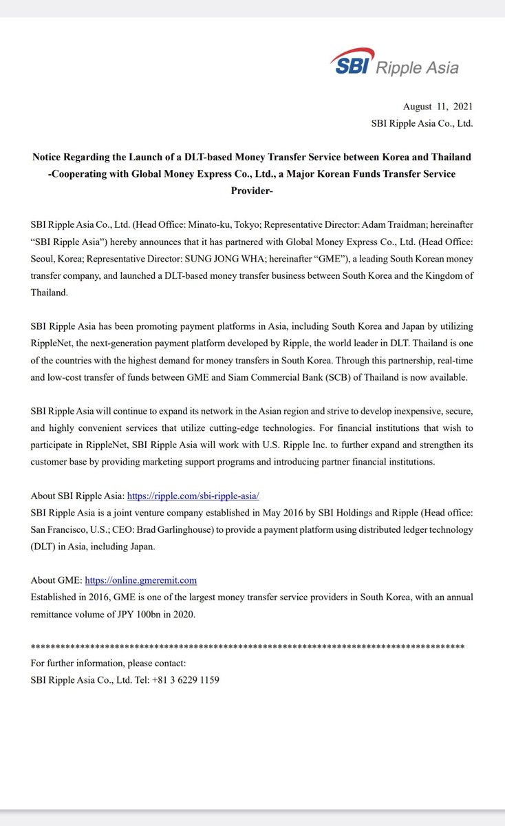 Control_Alt_BTC's tweet image. &quot;.. #SBIrippleAsia has been promoting payment platforms in Asia, including #SouthKorea and Japan by utilizing 
RippleNet, ..&quot;.. Through this partnership, real-time and low-cost transfer of funds between #GME and #SiamCommercialBank (SCB) of #Thailand is now available.. &quot;