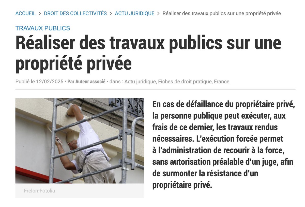 Réaliser des travaux publics sur une propriété privée ?

Explications de notre associée Sophie Banel, avec Benjamin Oswald, dans cette fiche pratique du mois dernier à <a href="/Lagazettefr/">La Gazette des communes</a>

Aujourd'hui sur notre blog : goutal-alibert.net/blog/realiser-…

#TravauxPublics #Responsabilité #Propriété