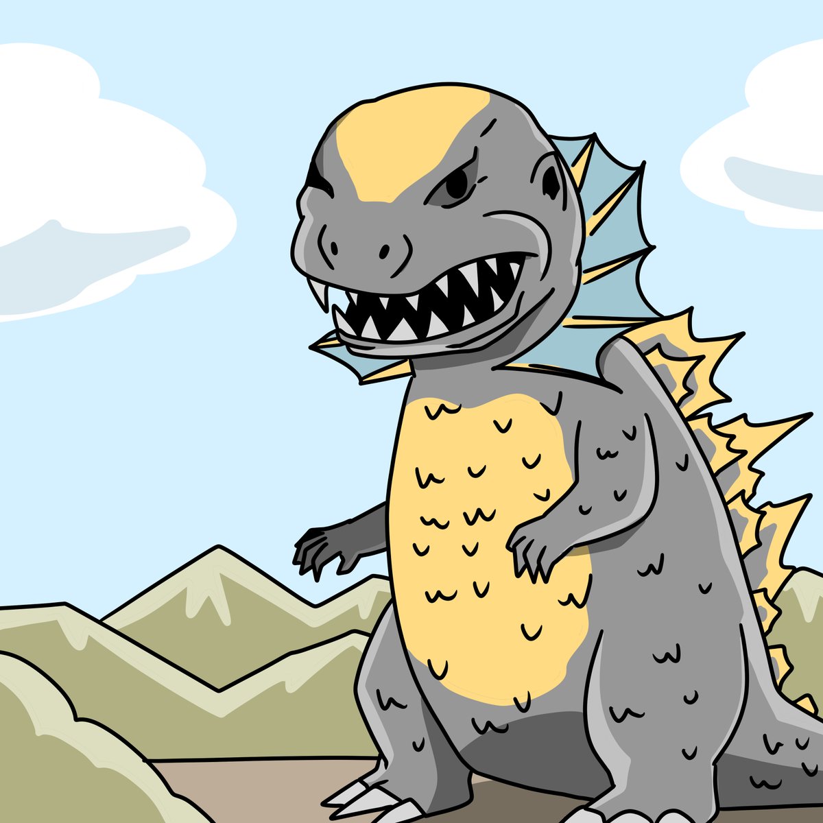 「雛型ジラースと頭カラッポ過ぎて逆に凶悪なギャンゴ 」|Mr.Aのイラスト