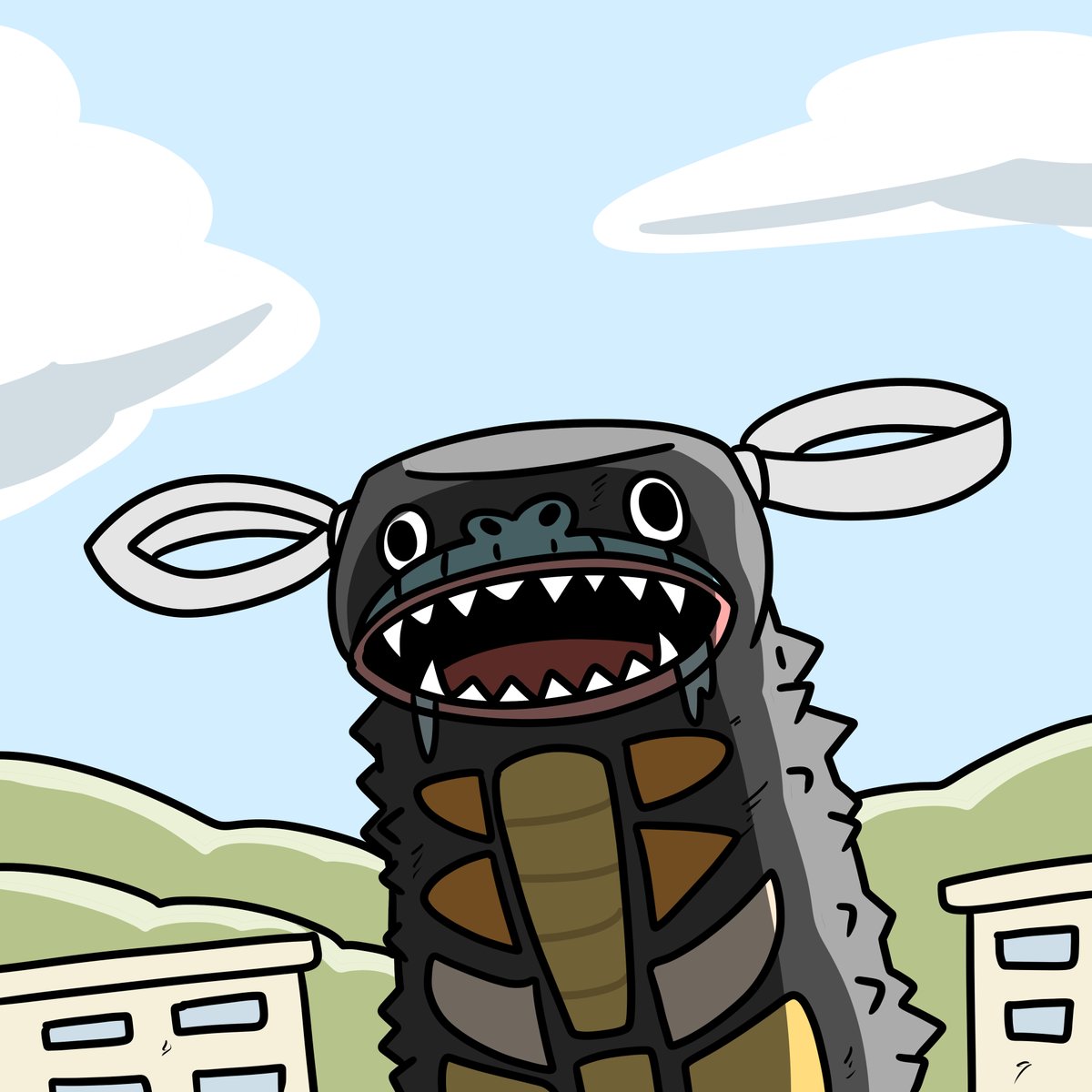 「雛型ジラースと頭カラッポ過ぎて逆に凶悪なギャンゴ 」|Mr.Aのイラスト