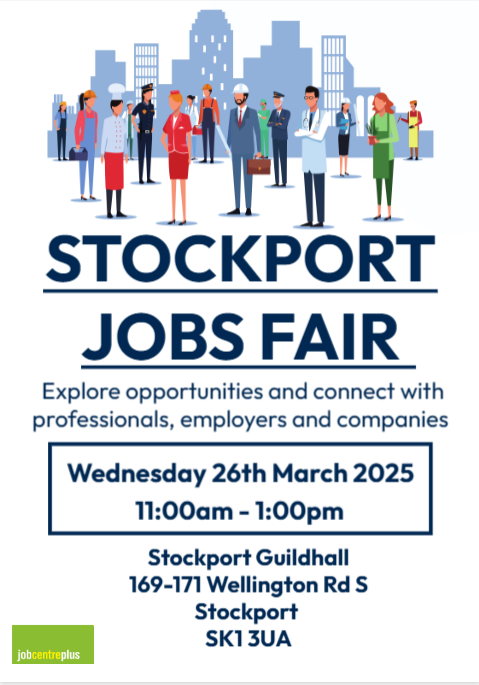 Are you recruiting?

<a href="/JCPinManchester/">JCP in Manchester</a> hold regular Jobs Fairs at Stockport Guildhall.

Contact Andrew Moore on 07771 344478 to find out more about how to take part and fill the opportunities you have.