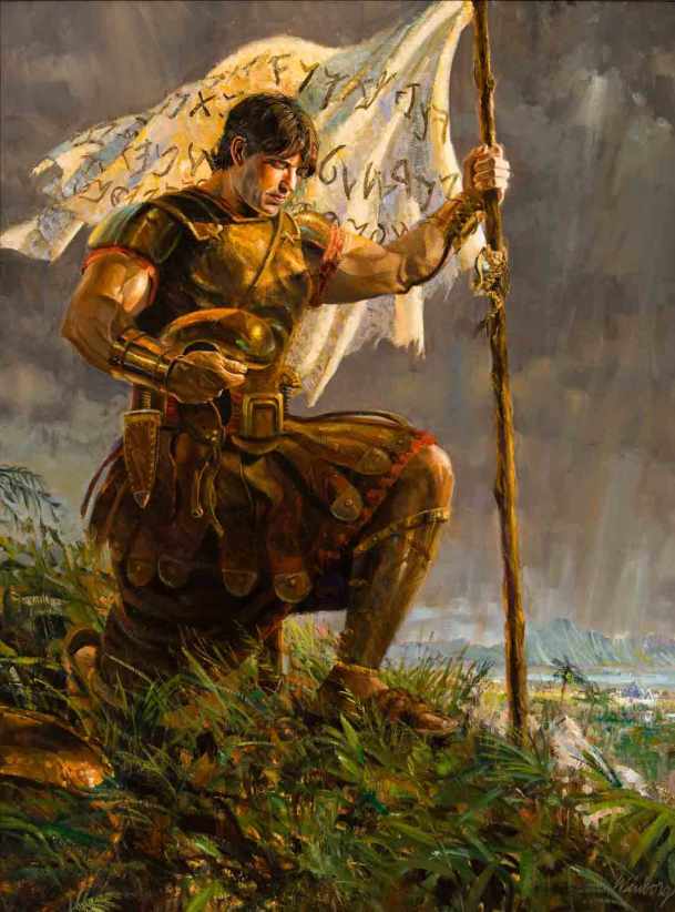 chadcluff's tweet photo. "‘If all men were like unto Moroni, the powers of hell would be shaken’ (Alma 48:17). A warrior-prophet, a defender of freedom, and a man of unwavering faith. #CaptainMoroni #TitleOfLiberty" https://t.co/zLNnbFtU51