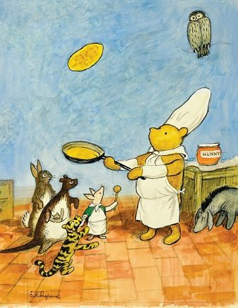 “When you wake up in the morning, Pooh,” said Piglet, “what’s the first thing you say to yourself?”
“What’s for breakfast?” said Pooh. 
“I say, I wonder what’s going to happen exciting TODAY?” said Piglet.
Pooh nodded thoughtfully.
“It’s the same thing,” he said.
#PancakeDay