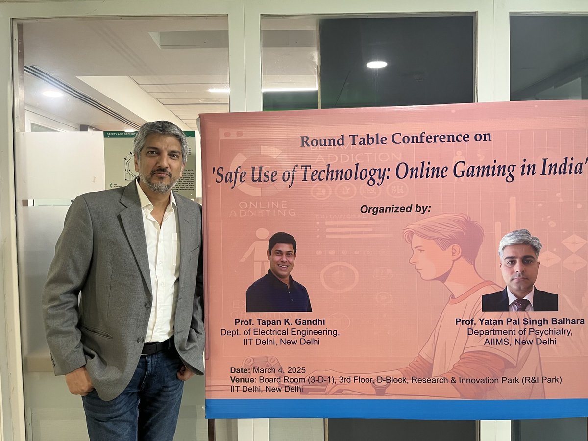 SwarupSumeet's tweet photo. A Roundtable on online gaming. Thank you ⁦@iitdelhi⁩ for inviting me as a guest to deliver an address on this important topic #onlinegaming #policyforindia https://t.co/scsh9gNxjX