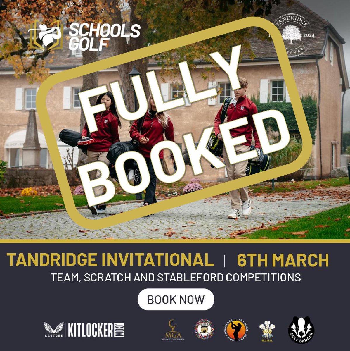 For the second time in less than a week, our event is fully booked with 60+ players from 19 schools! 🎉⛳️ Can’t wait to return to the stunning @tandridgegolfclub this Thursday for the 4th time! 🙌