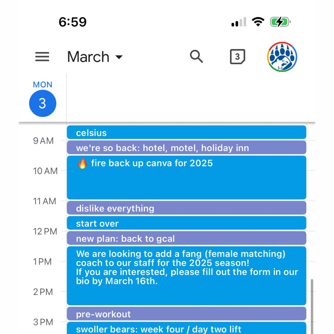 We are looking to add a fang (female matching) coach to our staff for the 2025 season! 

If you are interested, please fill out this form by March 16th: forms.gle/8vxPZWjzwiYrSQ…