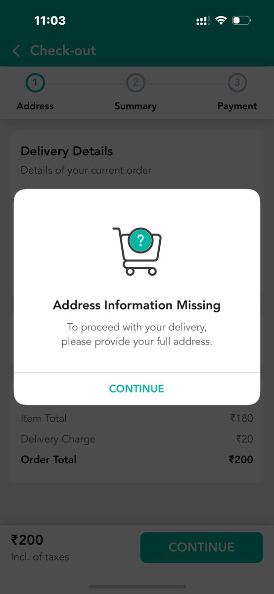 magantiTweets's tweet photo. @BisleriZone Unable to place order on your iOS app. I am on the version 7.5 Getting this error every time https://t.co/U5as5zvNCF