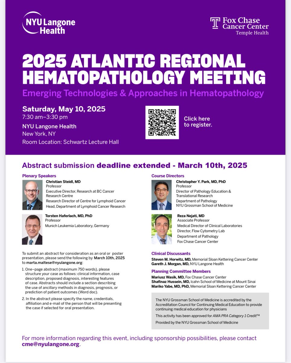 RezaMNejati's tweet photo. 🚨 Deadline Extended! 🚨
Abstract submission for the 2025 ARHM is now open until March 10! Don’t miss this chance to share your work and make an impact! 🧬✨
#ARHM2025 #Hematopathology @hemepath @pathology @FoxChaseCancer @NYULangone @templepathology https://t.co/gqQXZKOPzT