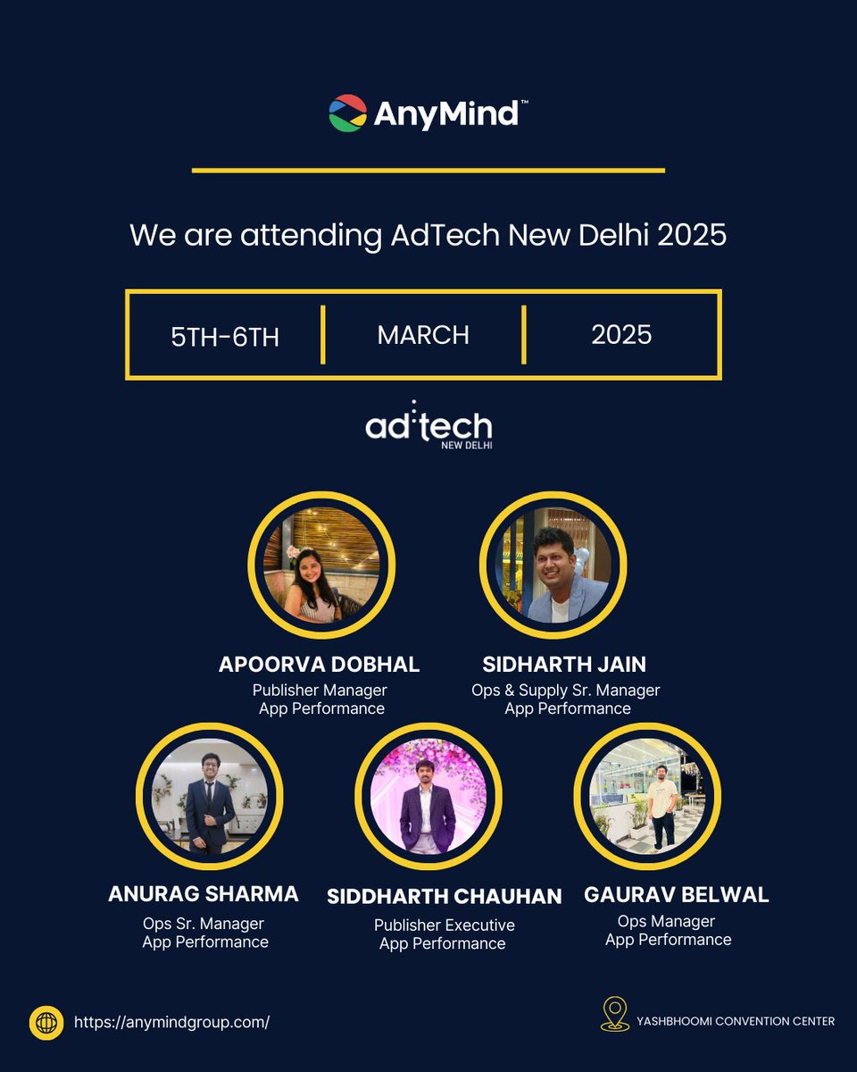 We’re heading to Ad:tech New Delhi 2025, and we can’t wait!

It’s always exciting to be in a space where marketing, tech, and creativity come together. If you're around, let’s connect!👋

#Adtech2025 #AnyMindIndia #MobileMarketing