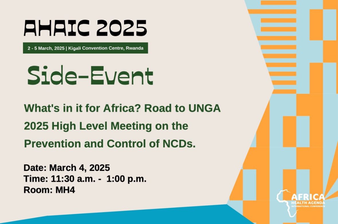 J_Ngamije's tweet photo. Join our President and CEO, Dr. Mary-Ann Etiebet (@MEtiebetMD), today from 11:30 AM to 1:00 PM in MH 4 for “What’s in it for Africa? Road to UNGA 2025 High-Level Meeting on Prevention and Control of NCDs.” Dr. Etiebet will discuss Africa’s role in shaping the global NCD agenda ahead of the UN General Assembly’s 2025 High-Level Meeting.

#AHAIC2025 #VitalStrategies #NCDs #UNGA2025 #GlobalHealth