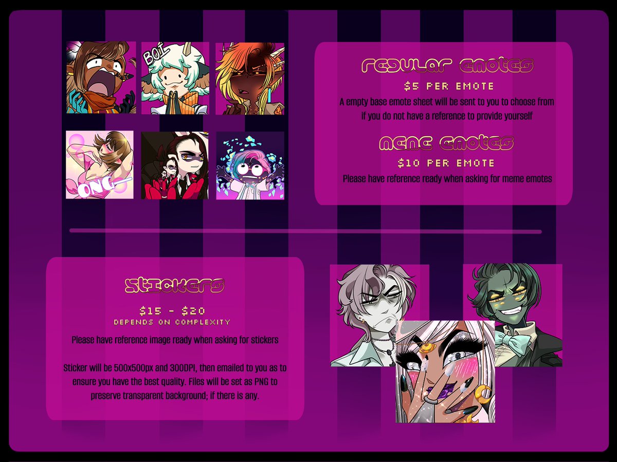 💜🌻 Commissions are Open 🌻💜
Please either message me on discord or send me an email to inquire about a slot~✨