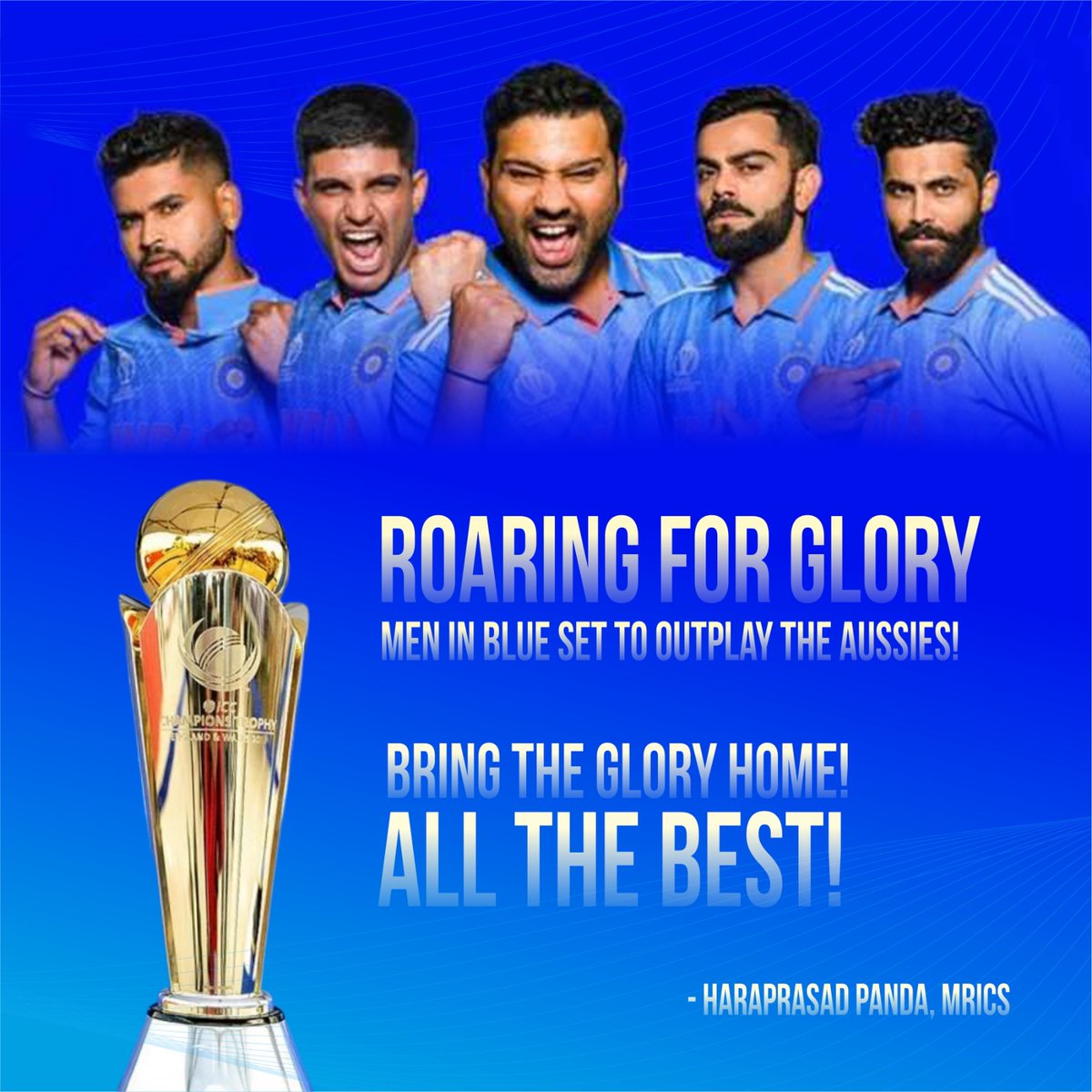 Excitement is in the air as the ICC Championship Trophy semi-final showdown between India and Australia unfolds! Sending best wishes to Team India as they gear up for the battle ahead. Let passion and determination drive you towards victory! 🇮🇳🏏 #TeamIndia #INDvsAUS  #hptalks