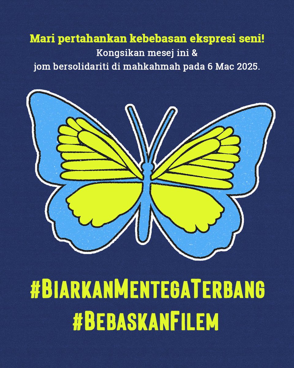 freedomfilmfest's tweet photo. @jokukathas @AmnestyMy @PusatRakyatLB @Article19Msia @CIVICUSalliance Jom datang ke Mahkamah Tinggi & Majistret KL, Jalan Tuanku Abdul Halim (Berkumpul di aras G, lobi utama) atau kongsi mesej ini sebagai tanda solidariti!
#BiarkanMentegaTerbang #BebaskanFilem https://t.co/pxOSUualLF