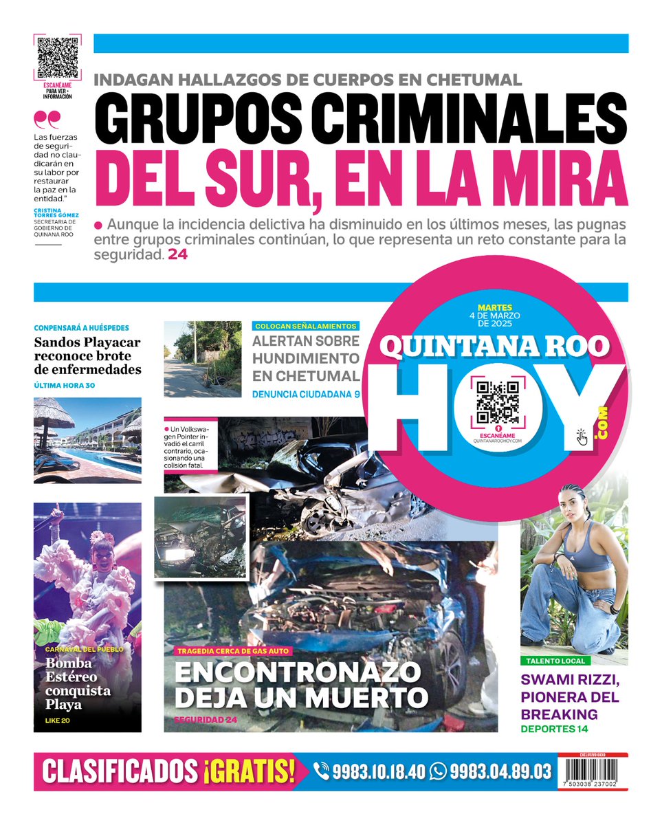 ¡Buenos días! ☕
📰 PORTADA
🗓 4 de marzo de 2025
🔴 No hay nada en lo "oscurito" con Aguakan
🔗 quintanaroohoy.com