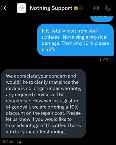 _techibee's tweet image. 🚨 Shame on you, Nothing! A green line issue and all you offer is a 10% discount?😡 @nothing @nothingindia 

Customers with no dents or physical damage are still being blamed. Can you prove it’s their fault? 🤔

So, are Nothing Phones only meant to last a year? After that, you