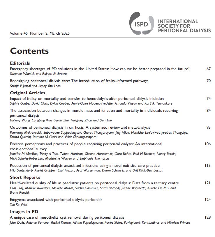 Peritoneal Dialysis International Journal (@pdi_journal) on Twitter photo π’ New Issue Alert <a href="/PDI_Journal/">Peritoneal Dialysis International Journal</a> <a href="/ISPD1/">Int. Soc. for Peritoneal Dialysis</a> March 2025
π buff.ly/Ode3kIM
Editor In Chief: <a href="/PD_Perls/">Jeff Perl</a>
Visual Abstract: <a href="/edgarvlermamd/">Edgar V. Lerma π΅π</a> <a href="/jmteakell/">ππ¦ Jade Teakell</a>
Social Media Ed: <a href="/dr_nikhilshah/">Nikhil Shah MBBS DNB(IM, Neph)π¨π¦</a>
#PeritonealDialysis <a href="/SageJournals/">Sage Journals</a> π’ New Issue Alert <a href="/PDI_Journal/">Peritoneal Dialysis International Journal</a> <a href="/ISPD1/">Int. Soc. for Peritoneal Dialysis</a> March 2025
π buff.ly/Ode3kIM
Editor In Chief: <a href="/PD_Perls/">Jeff Perl</a>
Visual Abstract: <a href="/edgarvlermamd/">Edgar V. Lerma π΅π</a> <a href="/jmteakell/">ππ¦ Jade Teakell</a>
Social Media Ed: <a href="/dr_nikhilshah/">Nikhil Shah MBBS DNB(IM, Neph)π¨π¦</a>
#PeritonealDialysis <a href="/SageJournals/">Sage Journals</a>