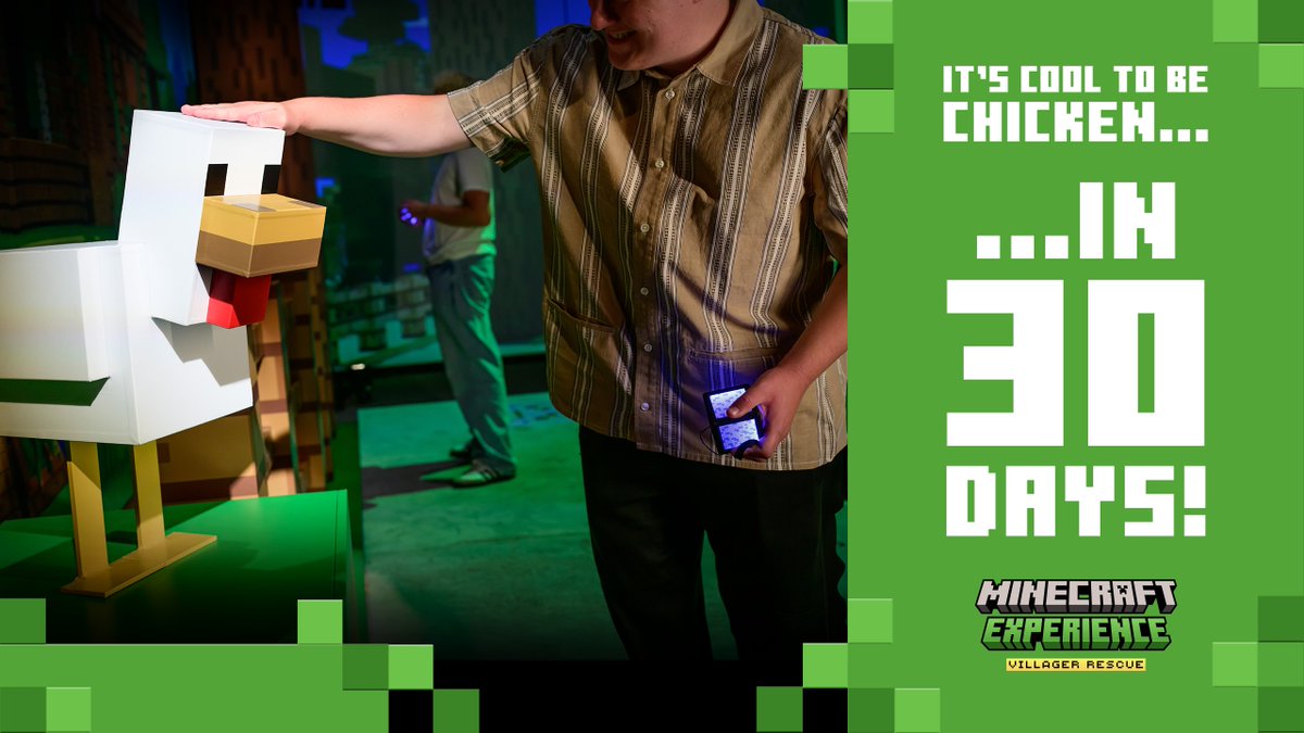 🐔 It’s cool to be chicken… because in 30 days, adventure spawns in London!

Minecraft Experience: Villager Rescue is almost here! Round up your crew and get ready—tickets available now at MinecraftExperience.com

#MinecraftExperience #MinecraftLondon