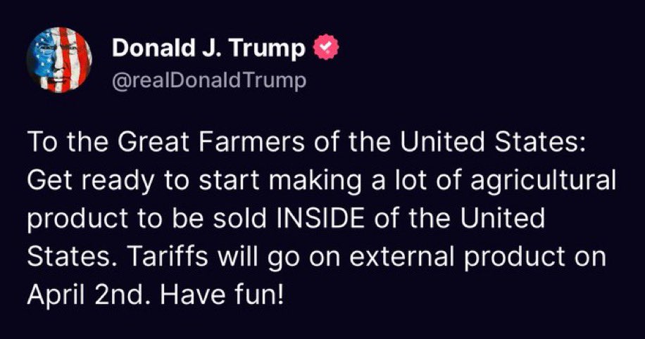 America, enjoy paying 25% more for everything. Enjoy watching your savings shrink in the stock market. Enjoy living in an isolated country, locked in relentless conflict with its own allies and partners—all because clueless Trump is obsessed with tariffs. 

Have fun!