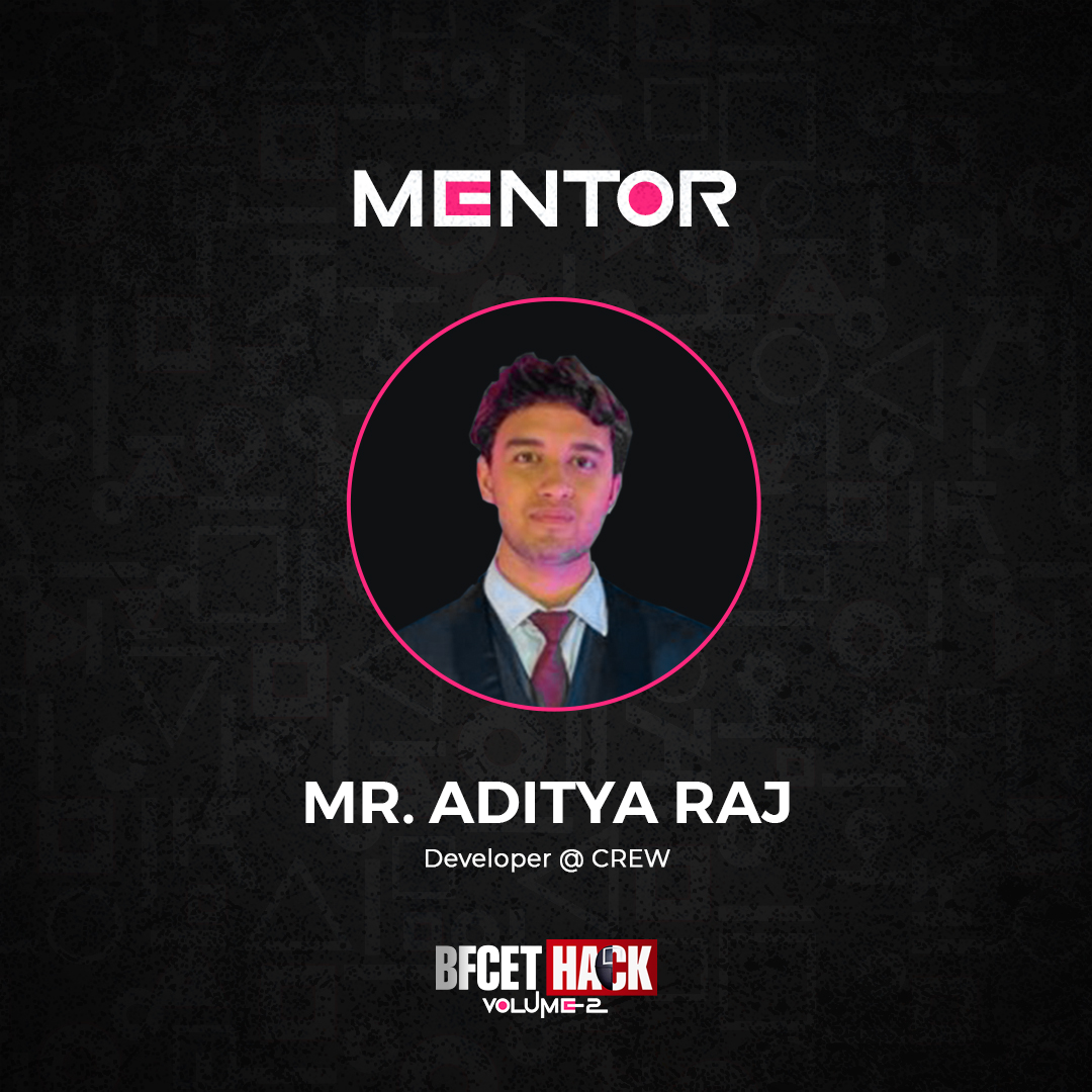 Bfcethack's tweet image. BFCET Hack 2.0 Welcomes Mr. Aditya Raj as a Mentor! 🎓
#BFCETHack2.0 #mentor #HackathonExperience #SeamlessJourney #Hackathon2025  #college #event #collegestudent #ai #GDSC