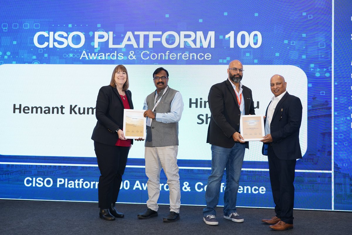 Congratulations Dr Murty Ch A S and Hemant Bhardwaj on winning the CISO Platform Top 100 Award 2025.

Your leadership and innovation in cybersecurity inspire us, and we’re proud to celebrate your achievements. 

#CISOplatformTop100