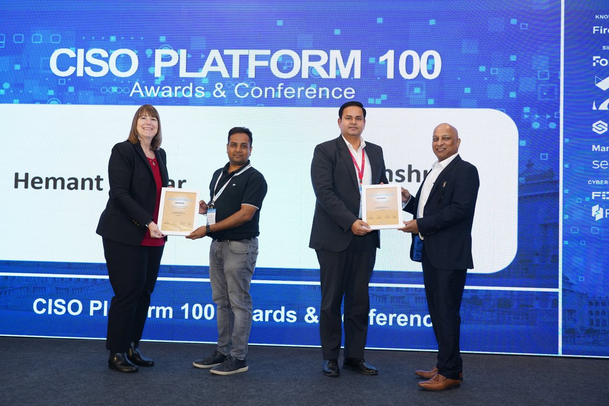 Congratulations Hemant Kumar and Himanshu Sharma on winning the CISO Platform Top 100 Award 2025.

Your leadership and innovation in cybersecurity inspire us, and we’re proud to celebrate your achievements. 

#CISOplatformTop100