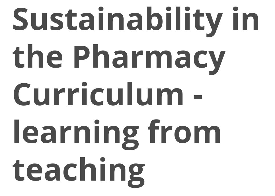 PharmacyDeclares! (@pharmdeclares) on Twitter photo 📖 Sustainability in the Pharmacy Curriculum! 📆02/04/25 7-8pm <a href="/SusHealthcare/">Centre for Sustainable Healthcare</a> Pharmacy Network online event.
🌍 <a href="/TheGPhC/">GPhC</a> advise that pharmacy E&T providers build curriculums incorporating environmentally sustainable practice - how best to do this? 📚
networks.sustainablehealthcare.org.uk/events/sustain… 📖 Sustainability in the Pharmacy Curriculum! 📆02/04/25 7-8pm <a href="/SusHealthcare/">Centre for Sustainable Healthcare</a> Pharmacy Network online event.
🌍 <a href="/TheGPhC/">GPhC</a> advise that pharmacy E&T providers build curriculums incorporating environmentally sustainable practice - how best to do this? 📚
networks.sustainablehealthcare.org.uk/events/sustain…