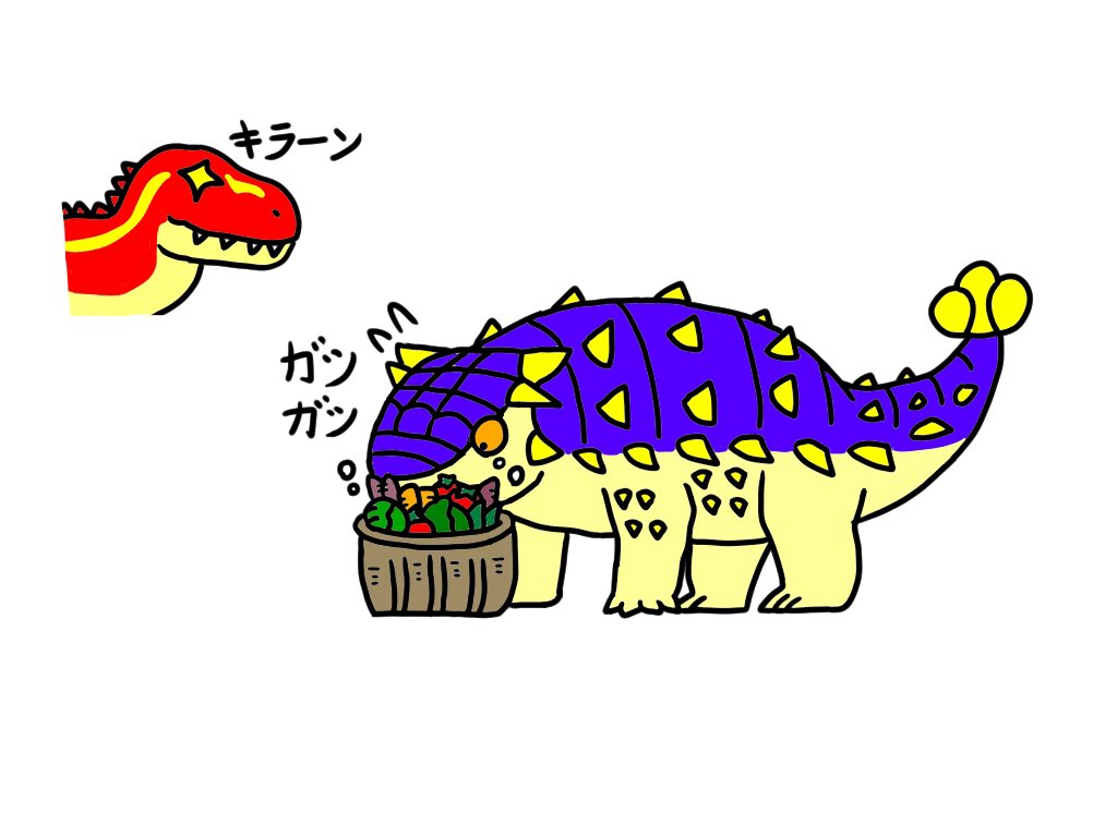 カバの餌を美味しくいただくサイカニアくん🦕 #古代王者恐竜キング