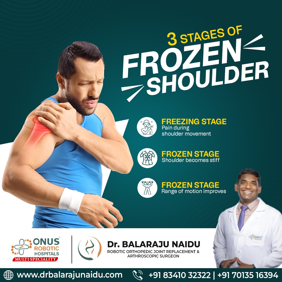 Dr_BalrajuNaidu's tweet image. 🚨 3 Stages of Frozen Shoulder! ❄️🦾 Don’t ignore the pain—early treatment is key! Consult our expert Dr. Balaraju Naidu at Onus Robotic Hospitals for the best care and recovery.

#FrozenShoulder #ShoulderPain #OrthoCare #OnusRoboticHospitals #PainRelief #ShoulderHealth