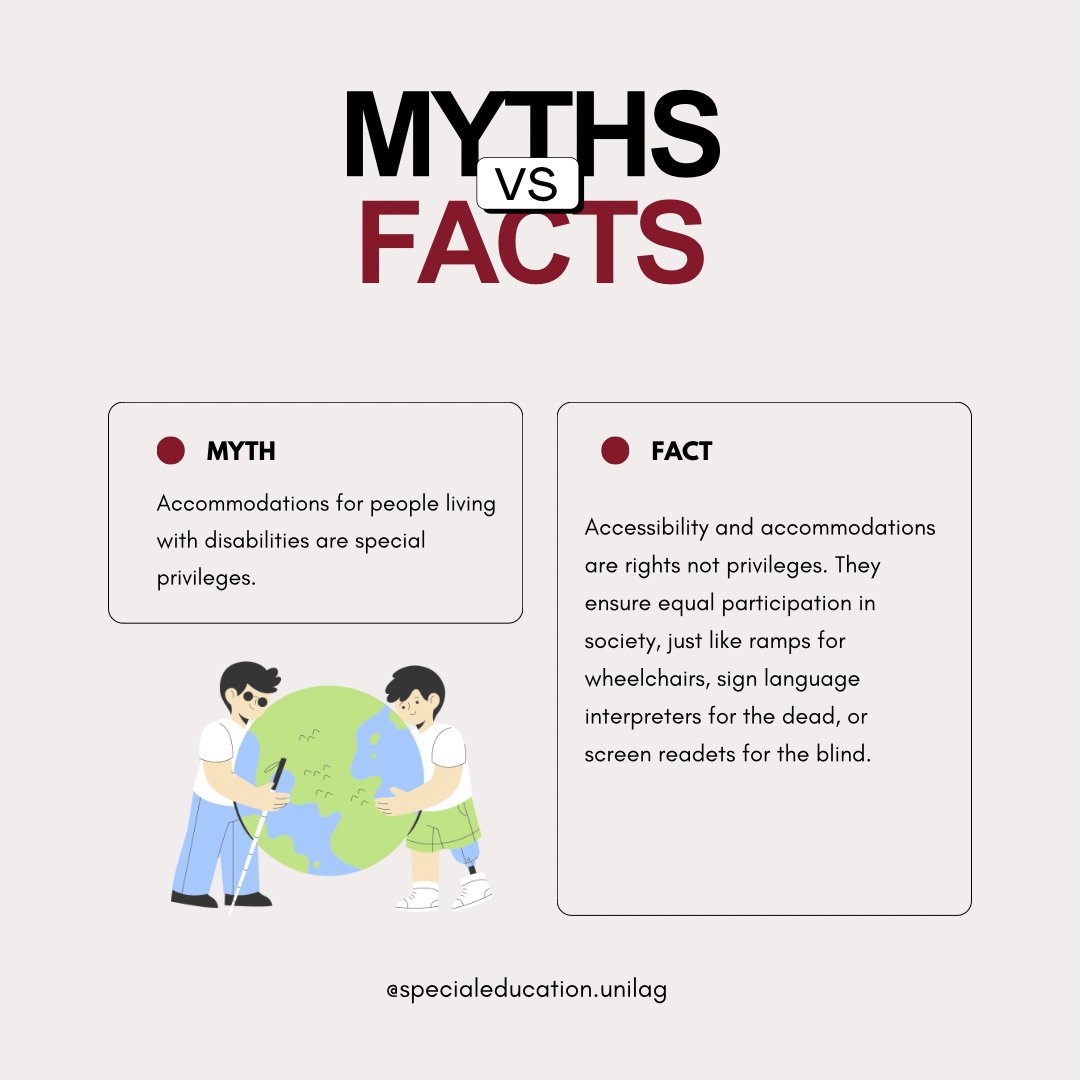 nases99103's tweet photo. MYTHS VS FACTS..... 💬
TIME TO CLEAR THOSE MISCONCEPTIONS ✍️
#WorldDisabilityMonth #DisabilityAwarenessMonth #MYTHSVSFACTS https://t.co/yF9zSJ7fZ7
