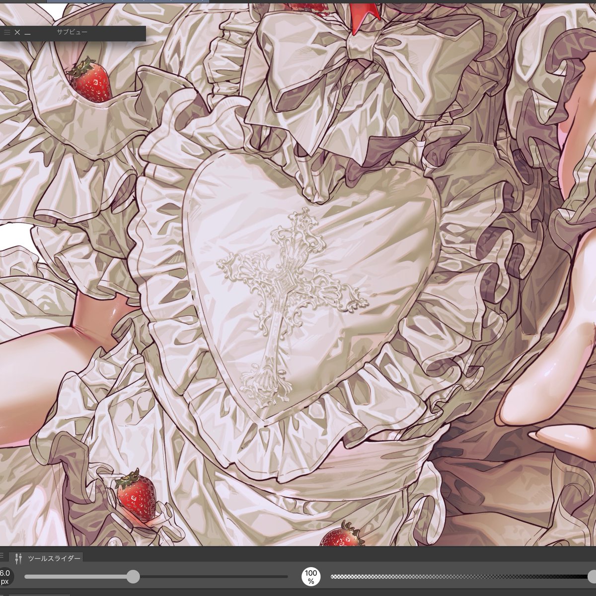 布の縁に縫い目を描くのがめっちゃ手間だけど好き