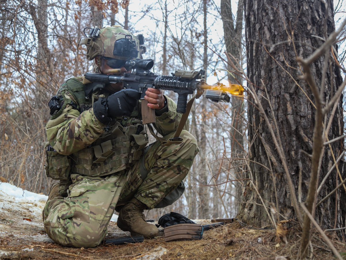 2INFDIV's tweet image. Soldiers assigned to the 1-2nd Stryker Brigade Combat Team and the Republic of Korea Army participate in a training exercise at the Korea Combat Training Center, South Korea. The exercise strengthens interoperability and enhances combat readiness between U.S. and ROK forces.