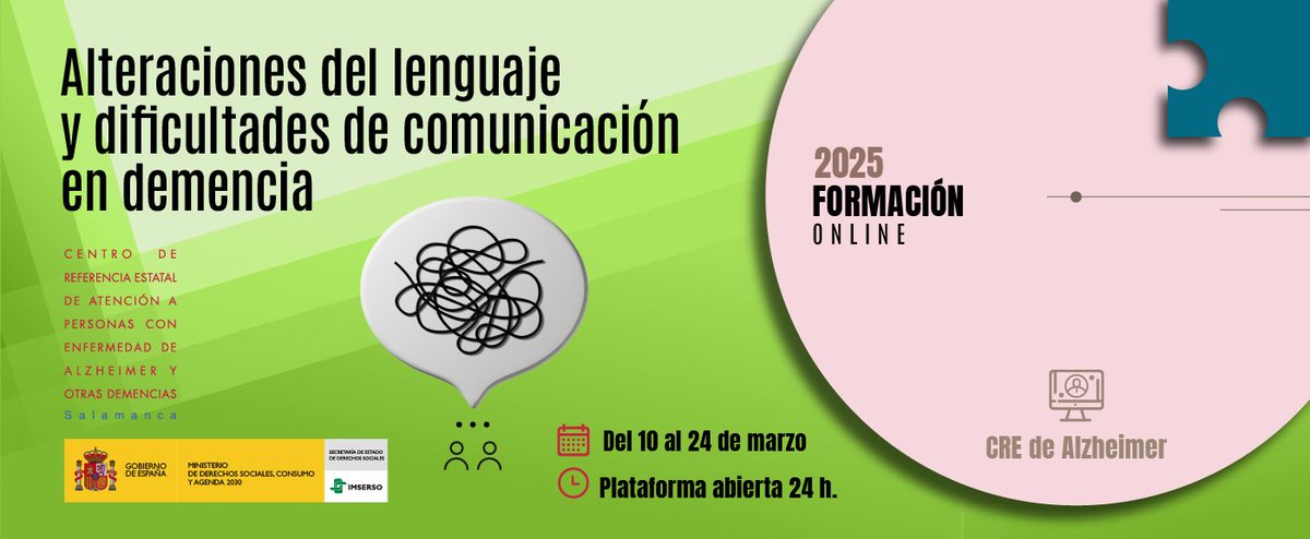 CRE Alzheimer (@cre_alzheimer) on Twitter photo 〰️ PROGRAMA FORMACIÓN 2025 〰️
✅ Matriculación abierta
📝 Curso online gratuito del <a href="/CRE_Alzheimer/">CRE Alzheimer</a> del 
<a href="/Imserso/">Imserso</a>: «Alteraciones del lenguaje y dificultades de comunicación en demencia»
crealzheimer.imserso.es/-/alteraciones… 〰️ PROGRAMA FORMACIÓN 2025 〰️
✅ Matriculación abierta
📝 Curso online gratuito del <a href="/CRE_Alzheimer/">CRE Alzheimer</a> del 
<a href="/Imserso/">Imserso</a>: «Alteraciones del lenguaje y dificultades de comunicación en demencia»
crealzheimer.imserso.es/-/alteraciones…