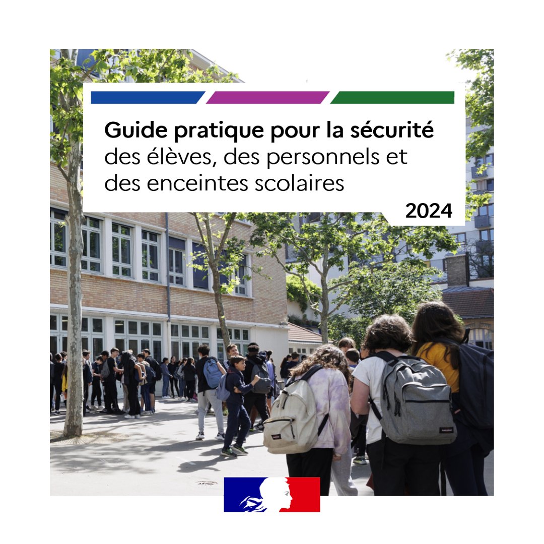 Le guide pratique pour la sécurité des élèves, des personnels et des enceintes scolaires constitue une boîte à outils pour :
- signaler toutes les violences ou menaces
- prendre en charge les victimes 
- renforcer la sécurité des établissements.

➡ eduscol.education.fr/979/prevenir-e…