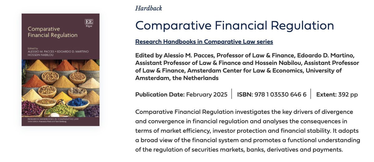 If you are into comparative #finreg enthusiasts, don't miss out on our new book on comparative financial regulation. e-elgar.com/shop/gbp/compa…