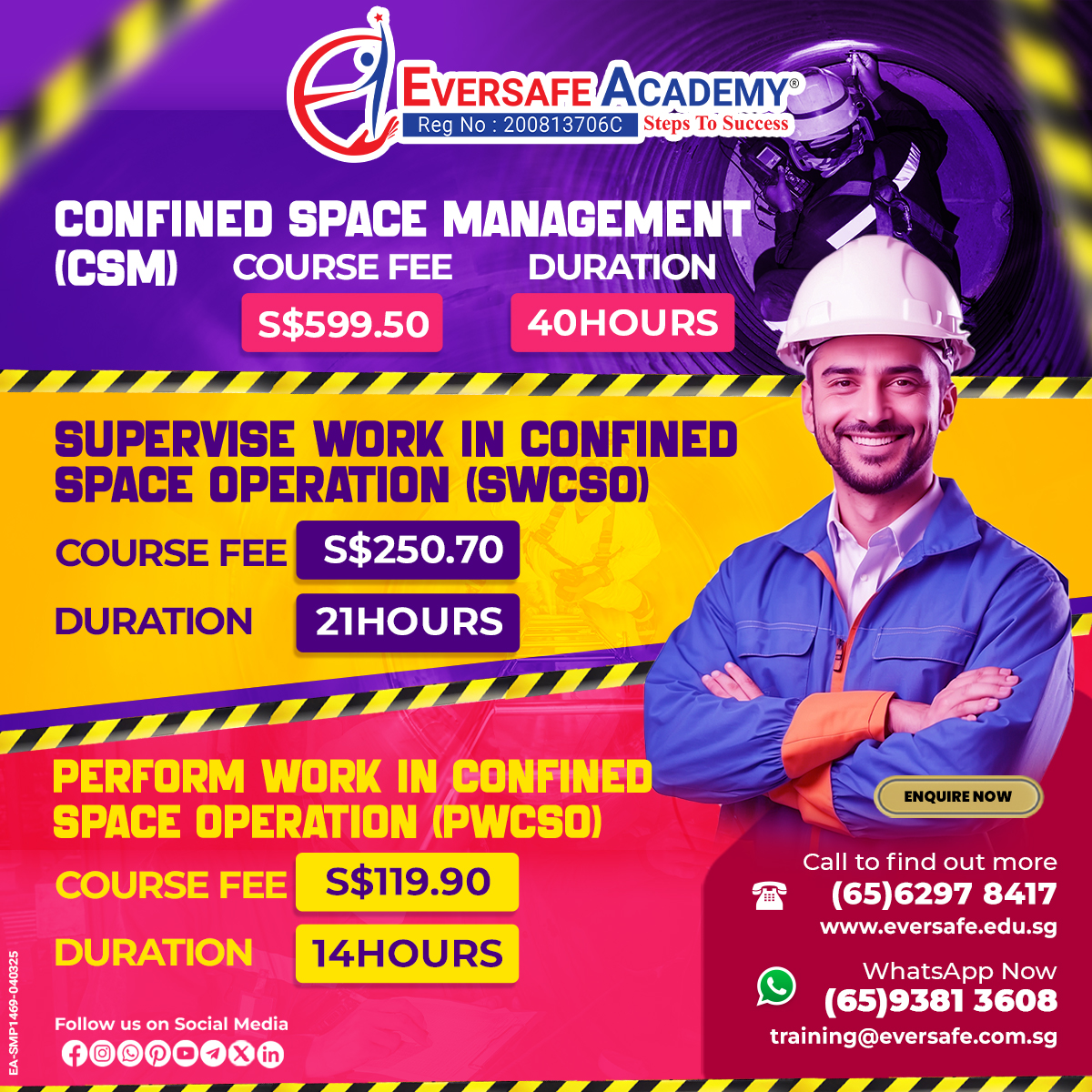 EversafeAcademy's tweet image. 𝐄𝐧𝐬𝐮𝐫𝐞 𝐬𝐚𝐟𝐞𝐭𝐲 𝐢𝐧 𝐜𝐨𝐧𝐟𝐢𝐧𝐞𝐝 𝐬𝐩𝐚𝐜𝐞𝐬 𝐰𝐢𝐭𝐡 𝐄𝐯𝐞𝐫𝐬𝐚𝐟𝐞 𝐀𝐜𝐚𝐝𝐞𝐦𝐲! 
#ConfinedSpaceSafety #singaporesafetyTraining #EversafeAcademy
🌟 WhatsApp: 📱bit.ly/3JKmp0J
🌟 Website: 🌐 eversafe.edu.sg/eversafe-acade…
#ConfinedSpace