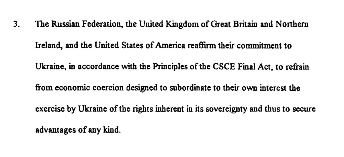 I would say, Trump administration's demanding from Ukraine to sign a deal and provide the U.S. with access to mineral resources in exchange for nothing, violates this obligation of the U.S. according to the Budapest memorandum. Another argument in favour of nuclear proliferation.