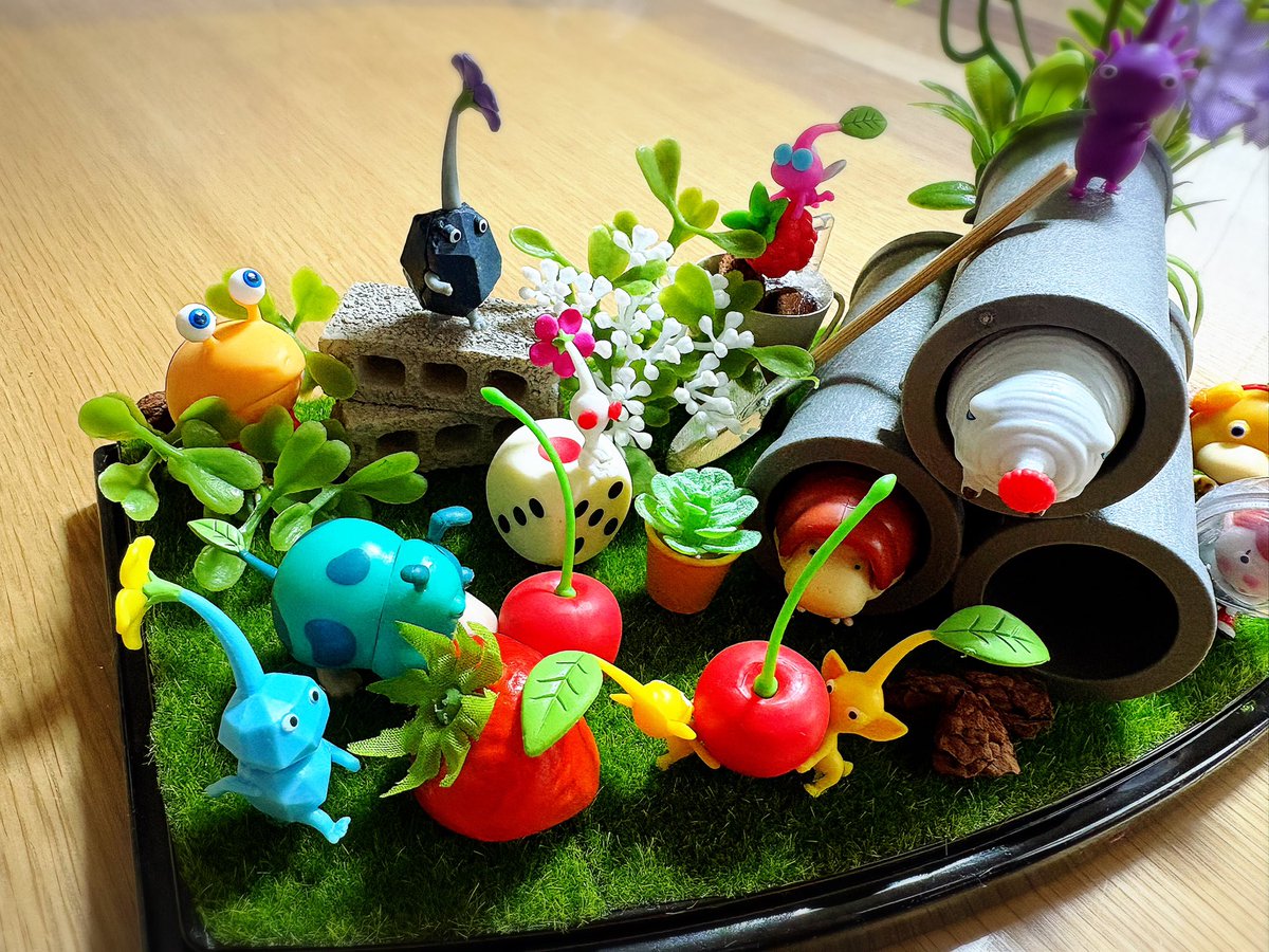 チョコエッグのピクミン ジオラマ やっと 完成👏✨大小で作成🔨!! 買え