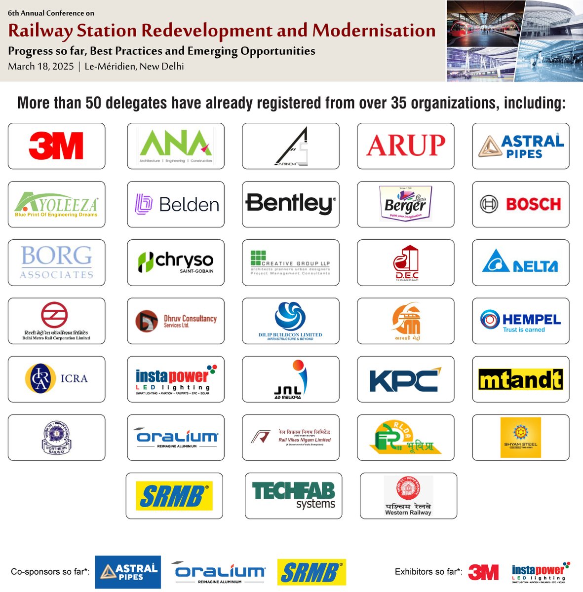india_infra's tweet image. Have you signed up for the 6th edition of our upcoming Railway Station Redevelopment &amp;amp; Modernisation conference, taking place on March 18, 2025 at Le Meridien, New Delhi?

To register now, visit: web.cvent.com/event/98c75949…

#RailwayStationRedevelopment #ModernInfrastructure