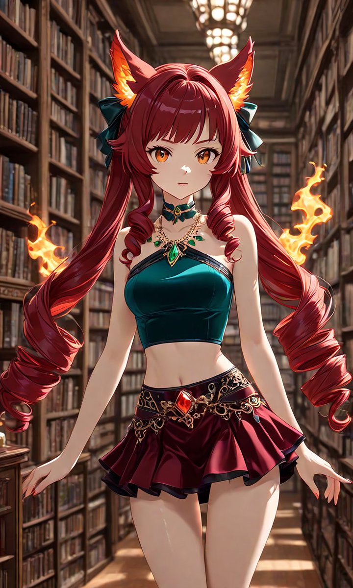 my_AnimeDays's tweet image. Stepping into the enchanting library, ready for my magic lesson with this fiery, fox-eared guide! 🌟📚 Mystical aura are sparking inspiration—let’s dive into the world of magic and uncover ancient secrets together. #MagicLessons #FantasyAdventure #MysticalLibrary