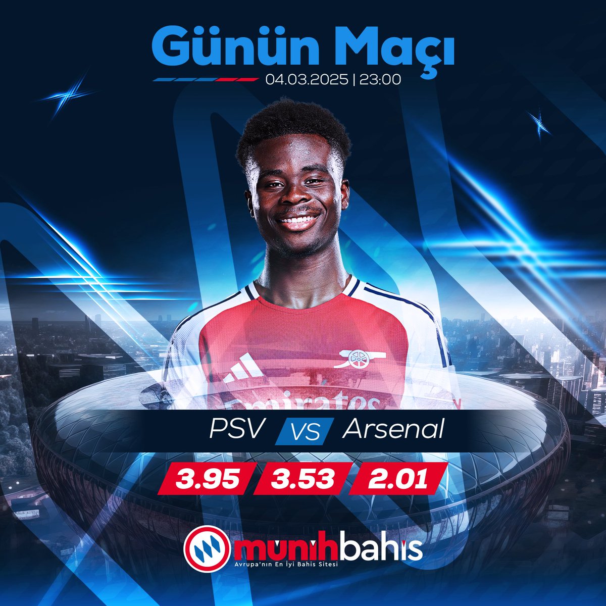 munihbahis's tweet photo. 💥 Münihbahis'te Günün Maçları

- PSV ⚔️ ARSENAL -

✅ Yüzlerce Bahis Seçeneği 
✅ Hızlı ve Güvenilir İşlemler
✅ Güncel Promosyonlar
✅ En Yüksek Oranlar

🏆 Maç Heyecanını Münih'te Yaşa;
🔗 https://t.co/0dGwG9Kqon https://t.co/zkHFwTJhdD