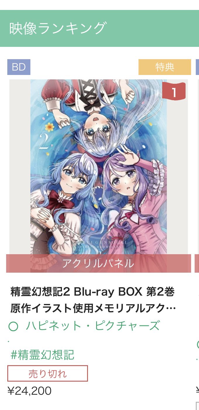 精霊幻想記 メモリアルアクリルパネル アイシア Blu-ray限定特典 精霊