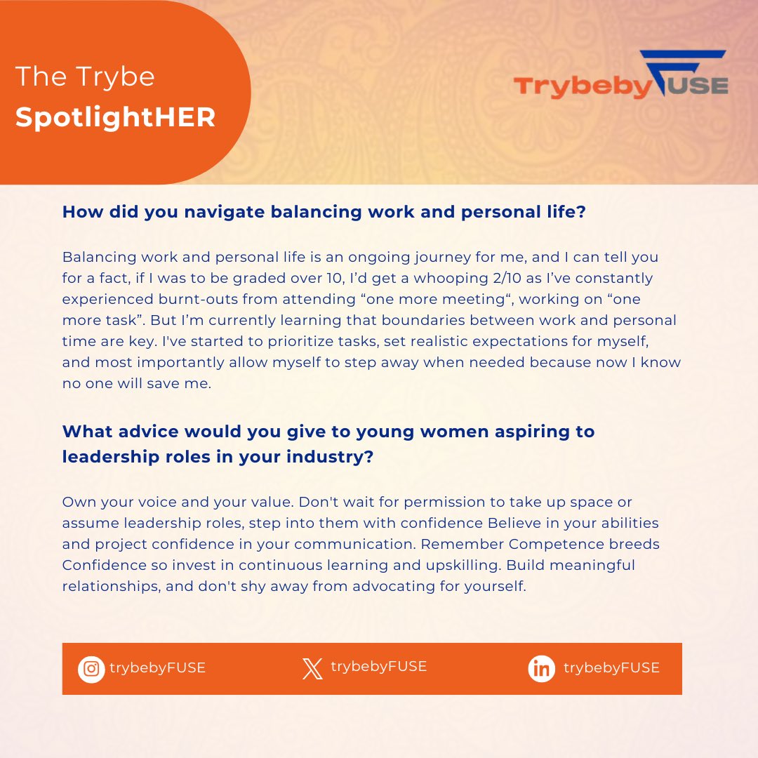 TrybebyFUSE's tweet photo. To celebrate International Women's Day’25, we're spotlighting 5 incredible women who have made remarkable strides in their careers, and industries through the Trybe SpotlightHER!

First is the amazing Halimah Balogun @Thehalimahh!

Read full story here:

https://t.co/LSrizkNPe1 https://t.co/u2urWimVvo