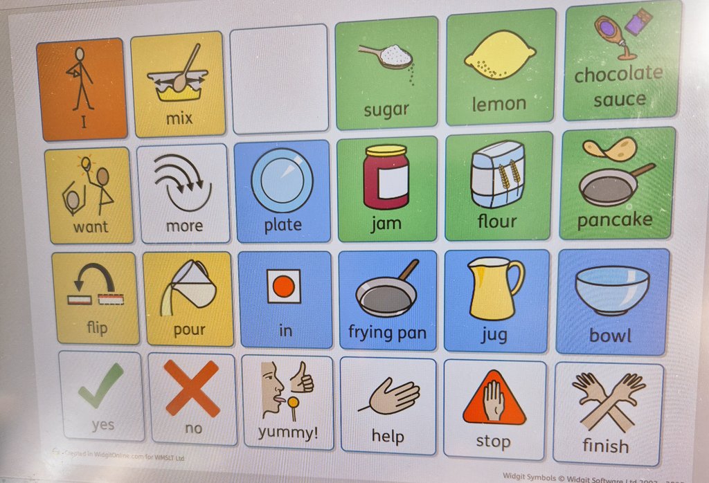 Amy_Guest_SLT's tweet image. Spent some time at a resource base yesterday creating an ALD ready for their pancake making activity today! A brilliant way to support language development in a fun, memorable way 🤩🥞
#AAC #widgit #ALD #pancakes
