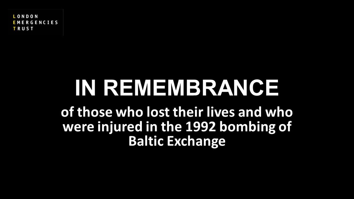 Remembering the three people who lost their lives and the 91 who were injured in the 1992 Baltic Exchange bombing bit.ly/3bOh19S