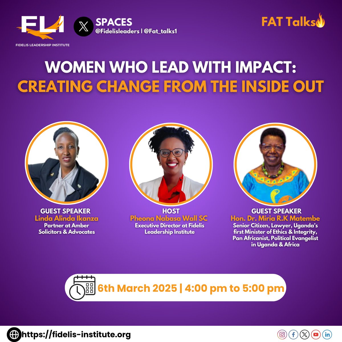 FidelisLeaders's tweet image. 💡 Women Who Lead with Impact! 

Leadership isn’t just about titles—it’s about transforming lives, breaking barriers, and driving change from within. This Thursday, 6th March 2025, from 4 PM to 5 PM, #FATTalks XSPACE brings together remarkable women who have paved the way for…