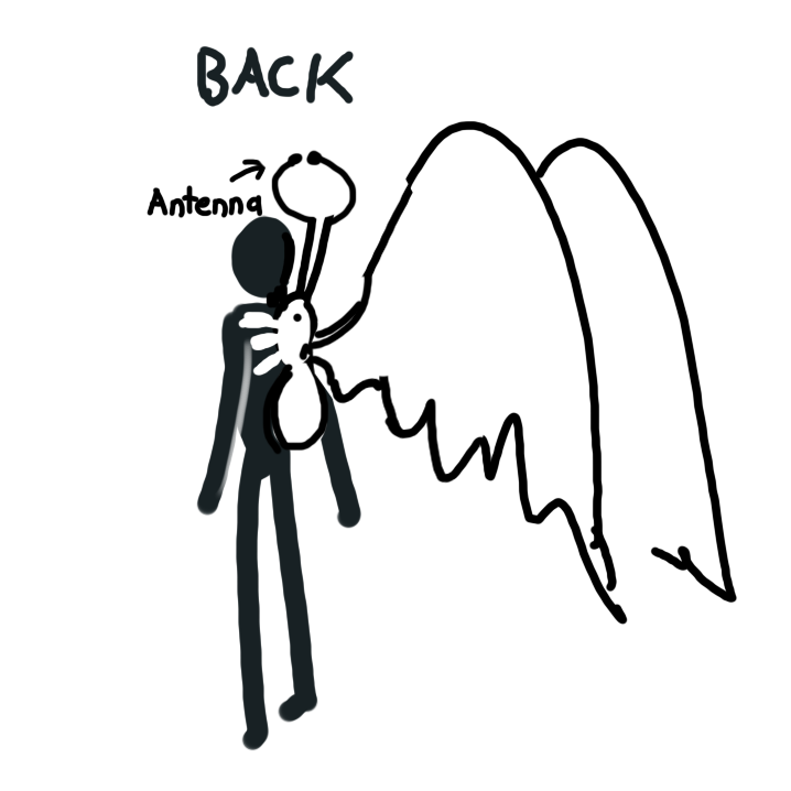 Imagine a typical angel design but it's a parasitic winged bug controlling someone from behind.