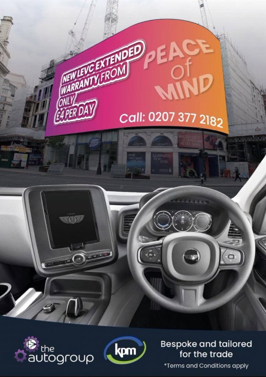 New LEVC extended warranty 

⚡️Free vehicle health check

⚡️Take the policy out at any time even if your manufacturers warranty has expired

⚡️Option to spread the cost of the warranty over 24 months

For further information 

Call 0207 377 2182 or DM