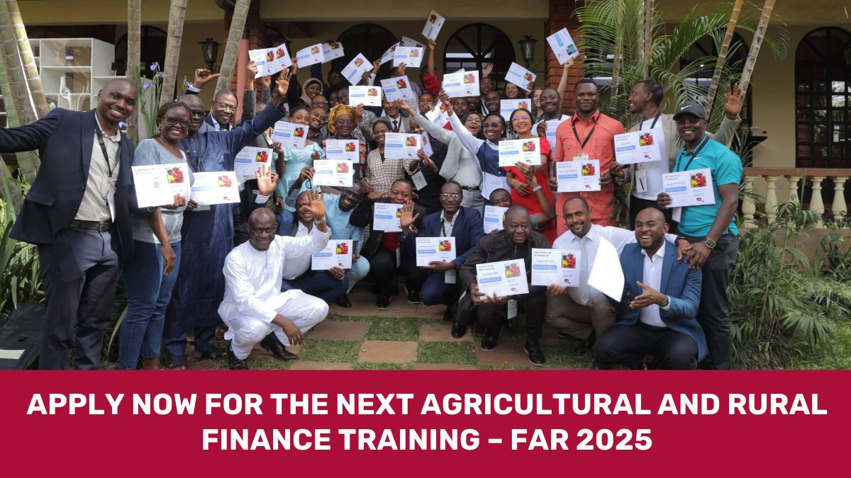 🚀 Applications are NOW OPEN for the #FAR2025 agricultural &amp; rural finance training! 
Gain expertise, connect with industry leaders &amp; develop tailored financial solutions for #Africa’s agricultural sector. 
Apply by 9 March: swll.to/far-en

#AgriculturalFinance